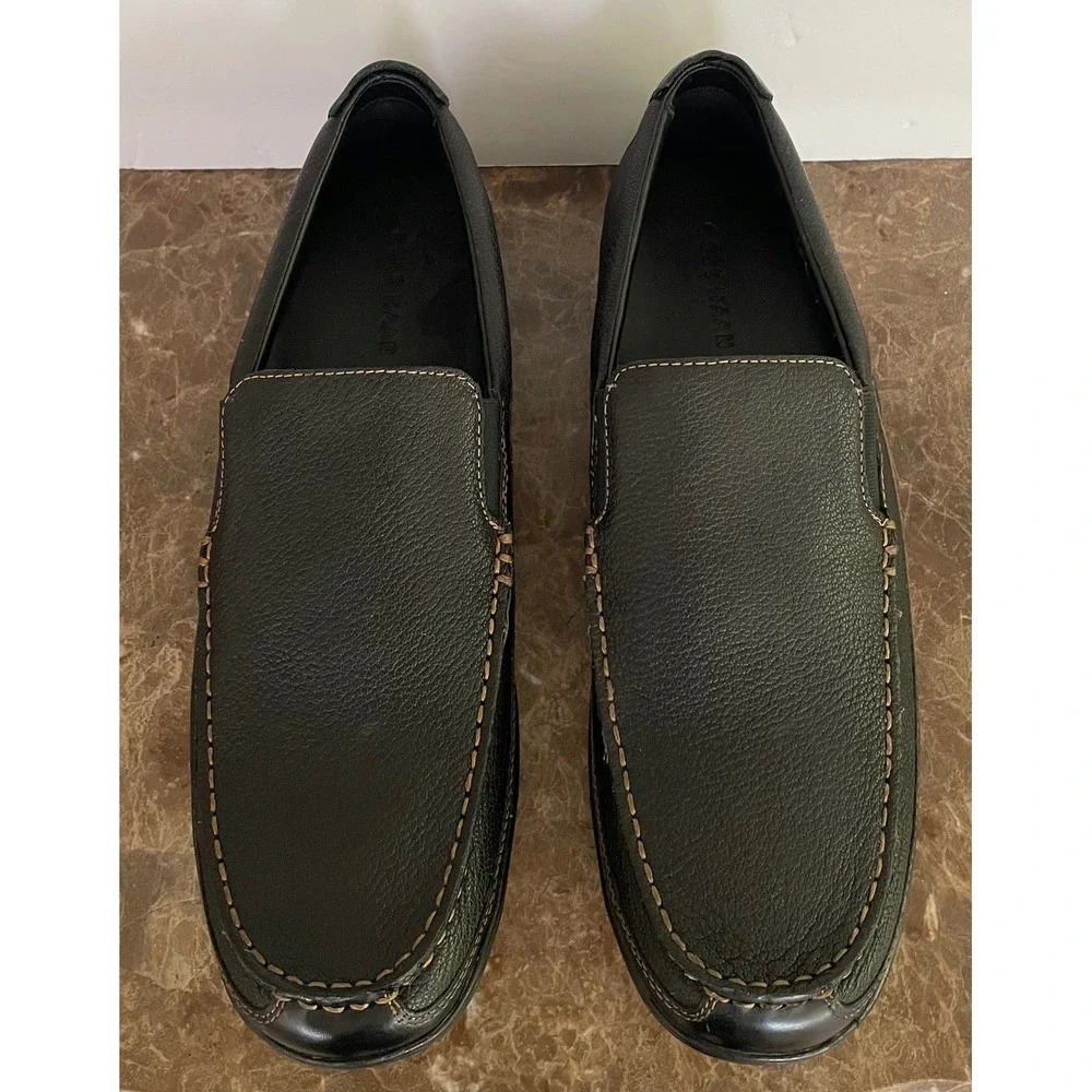Cole Haan Mens Tucker Venetian Driver Loafers Black Leather Slip On C03557 12 M